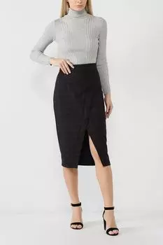 Клетчатая юбка-карандаш с разрезом BELUCCI