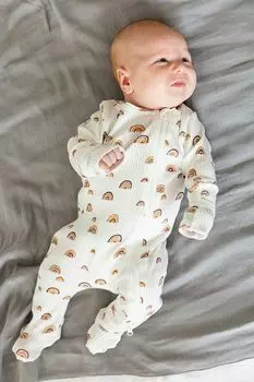 Комбинезон хлопковый на молнии с принтом Aspaya