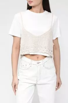 Комбинированная футболка из хлопка Twist