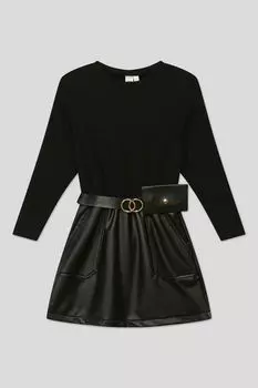 Комбинированное платье со съемным ремнем с кошельком IDO