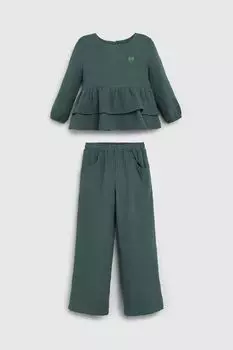 Комплект хлопковый из блузы и брюк KIDSPARAD