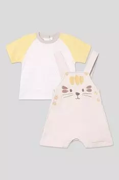 Комплект хлопковый из футболки и полукомбинезона Ysabel Mora