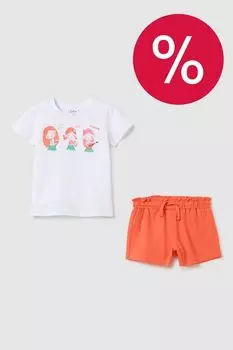 Комплект хлопковый из футболки и шорт Fagottino