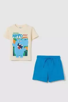 Комплект хлопковый из футболки и шорт Fagottino