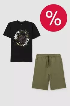 Комплект хлопковый из футболки и шорт OVS