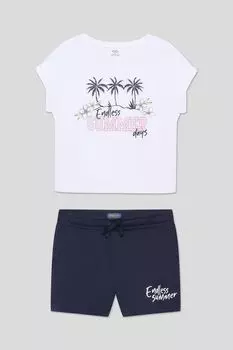 Комплект хлопковый из футболки и шорт с принтом OVS