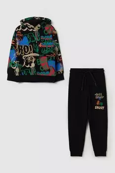 Комплект хлопковый из худи и брюк с принтом OVS