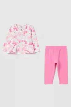 Комплект хлопковый из кардигана и легинсов Fagottino