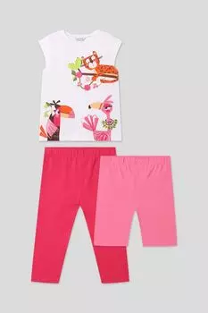 Комплект хлопковый из легинсов и футболки с шортами Mayoral