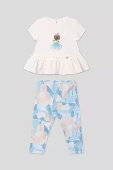 Комплект хлопковый из легинсов и футболки с принтом Mayoral