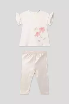 Комплект хлопковый из легинсов и футболки с принтом Mayoral