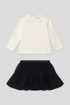 Комплект хлопковый из лонгслива и юбки Fagottino