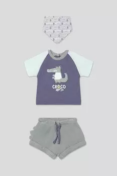 Комплект хлопковый из полукомбинезона и футболки с нагрудником Ysabel Mora