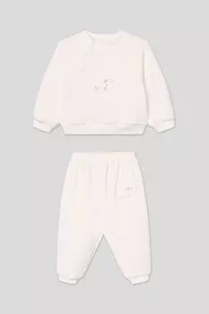Комплект хлопковый из свитшота и брюк с принтом Aspaya