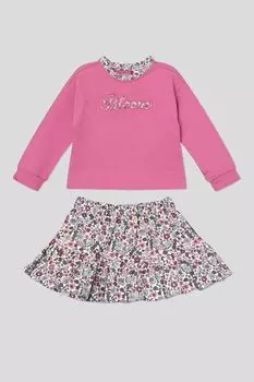 Комплект хлопковый из свитшота и юбки с принтом Fagottino