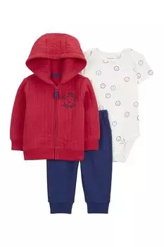 Комплект хлопковый из толстовки с брюками и боди Carter's