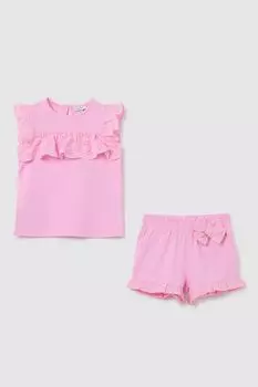 Комплект хлопковый из топа и шорт с шитьем Fagottino