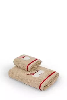 Комплект из 2 хлопковых полотенец с вышивкой Gnomi Barbe Beig COINCASA
