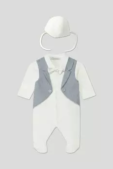 Комплект из боди с имитаций жилета и чепчика Choupette