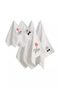 Комплект из четырех полотенец с вышивкой Mr.&Mrs COINCASA