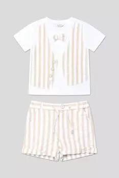 Комплект из футболки и шорт с принтом Fagottino