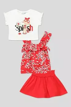 Комплект из футболки, топа и юбки Mayoral