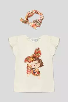 Комплект из хлопковой футболки и повязки с принтом Mayoral