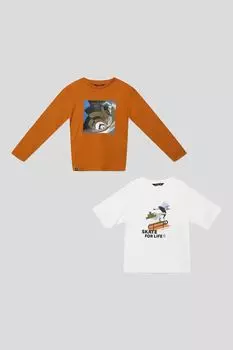 Комплект из лонгслива и футболки с принтом Nukutavake