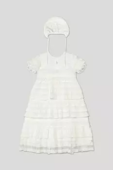 Комплект из платья и чепчика из тюля с шитьем Choupette