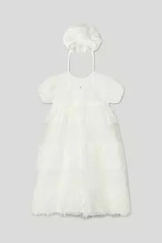 Комплект из платья и чепчика из тюля с шитьем Choupette