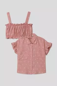 Комплект из рубашки и топа с оборками Mayoral