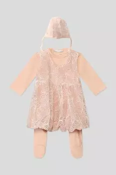 Комплект нарядный из платья-комбинезона и чепчика Choupette