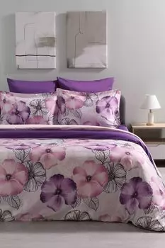 Комплект постельного белья из сатина с принтом Violet maco 21maison