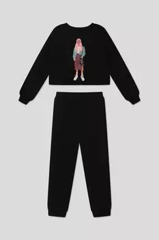 Костюм из свитшота и брюк из хлопкового футера Choupette