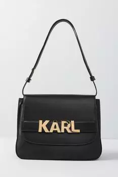 Кожаная сумка сетчел с логотипом бренда letters Karl Lagerfeld