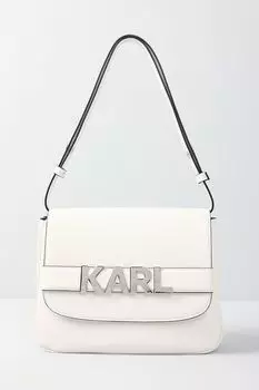 Кожаная сумка сетчел с логотипом бренда letters Karl Lagerfeld