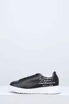 Кожаные кеды с принтом EMPORIO ARMANI