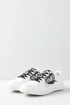 Кожаные кеды с принтом Love Moschino