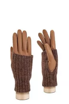 Кожаные перчатки с трикотажным верхом ELEGANZZA