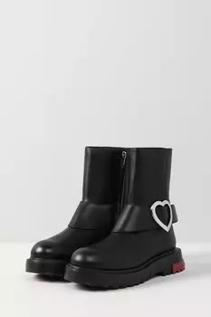 Кожаные полусапоги с пряжками Love Moschino