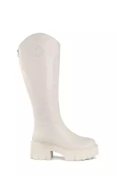 Кожаные сапоги на массивной платформе Abricot