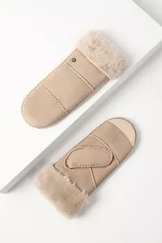 Кожаные варежки на овчине ROECKL