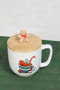 Кружка фарфоровая с крышкой Christmas Cheery Tognana