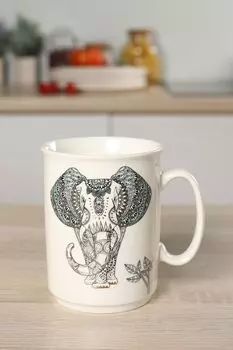 Кружка фарфоровая с принтом Wild Слон Anna Lafarg