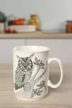 Кружка фарфоровая с принтом Wild Сова Anna Lafarg