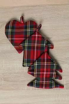 Кухонный набор с принтом Tartan red COINCASA