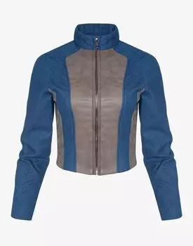 Куртка джинсовая с кожаными вставками `RISHI