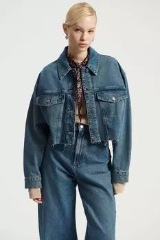 Куртка джинсовая с необработанным краем укороченная Nume