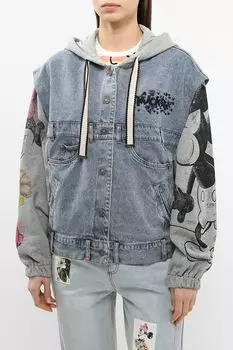 Куртка джинсовая с трикотажными деталями и принтом Desigual