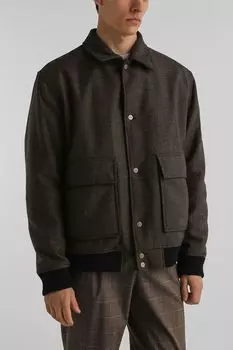 Куртка из хлопка и шерсти с карманами HUGO